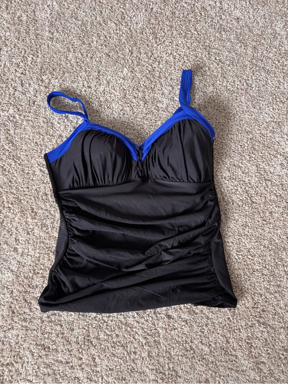 Miraclesuit Arianna Black Tankini Top with Royal Blue Trim Sz 14